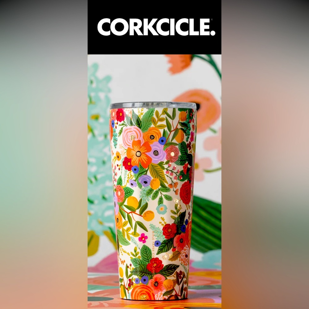 NWT! CORKSICKLE X BARNES & NOBLE X RIFLE PAPER CO. SPRING 24 OZ TUMBLER 5 ⭐️’S!